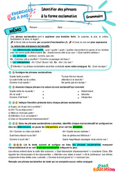 Identifier des phrases à la forme exclamative - Exercices Pas à Pas : 6eme Primaire - PDF à imprimer