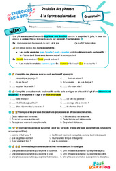 Produire des phrases à la forme exclamative - Exercices Pas à Pas : 6eme Primaire - PDF à imprimer