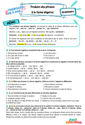 Produire des phrases à la forme négative - Exercices Pas à Pas : 6eme Primaire - PDF à imprimer
