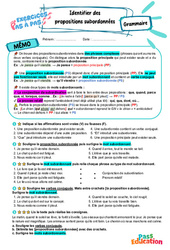 Identifier des propositions subordonnées - Exercices Pas à Pas : 6eme Primaire - PDF à imprimer