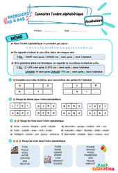 Connaître l’ordre alphabétique - Exercices Pas à Pas : 3eme Primaire - PDF à imprimer