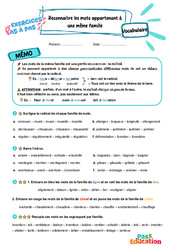 Reconnaître les mots appartenant à une même famille - Exercices Pas à Pas : 3eme Primaire - PDF à imprimer