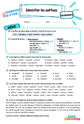 Identifier les suffixes - Exercices Pas à Pas : 3eme Primaire - PDF à imprimer