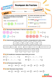 Recomposer des fractions - Exercices Pas à Pas : 5eme Primaire - PDF à imprimer