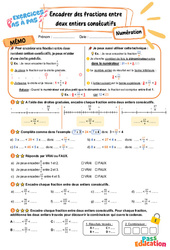 Encadrer des fractions entre deux entiers consécutifs - Exercices Pas à Pas : 5eme Primaire - PDF à imprimer