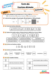 Ecrire des fractions décimales - Exercices Pas à Pas : 5eme Primaire - PDF à imprimer