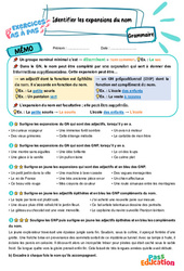 Identifier les expansions du GN - Exercices Pas à Pas : 5eme Primaire - PDF à imprimer