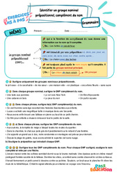Identifier un groupe nominal prépositionnel complément du nom - Exercices Pas à Pas : 5eme Primaire - PDF à imprimer