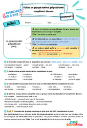 Utiliser les groupes nominaux prépositionnels compléments du nom - Exercices Pas à Pas : 5eme Primaire - PDF à imprimer