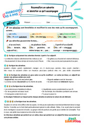 Reconnaître un adverbe et identifier ce qu’il accompagne - Exercices Pas à Pas : 5eme Primaire - PDF à imprimer