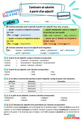 Construire un adverbe à partir d’un adjectif - Exercices Pas à Pas : 5eme Primaire - PDF à imprimer