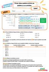 Diviser deux entiers jusqu’au dixième ou au centième - Exercices Pas à Pas : 5eme Primaire - PDF à imprimer