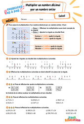 Multiplier un nombre décimal par un nombre entier - Exercices Pas à Pas : 5eme Primaire - PDF à imprimer