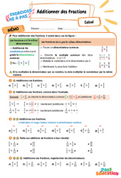 Additionner des fractions - Exercices Pas à Pas : 5eme Primaire - PDF à imprimer