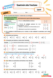 Soustraire des fractions - Exercices Pas à Pas : 5eme Primaire - PDF à imprimer