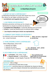 La République française - Cours, Leçon - EMC : 3eme Primaire - PDF à imprimer
