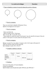 Cercle - Disque - Exercices - Géométrie - Mathématiques : 5eme Primaire - PDF à imprimer