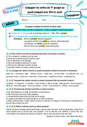 Leçon, exercice et évaluation :<br/> Conjuguer les verbes du 1er groupe au passé composé - Exercices Pas à Pas : 6eme Primaire - PDF à imprimer