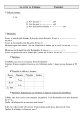 Cercle - Disque - Exercices de géométrie  : 5eme Primaire - PDF à imprimer