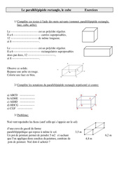 Parallélépipède rectangle, le cube - Exercices - Géométrie : 5eme Primaire - PDF à imprimer