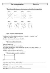 Droites parallèles - Exercices - Géométrie - Mathématiques : 5eme Primaire - PDF à imprimer