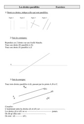 Droites parallèles - Exercices de géométrie  : 5eme Primaire - PDF à imprimer