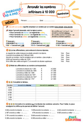 Arrondir les nombres inférieurs à 10 000 - Exercices Pas à Pas : 3eme Primaire - PDF à imprimer