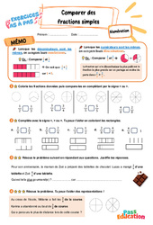 Comparer des fractions simples - Exercices Pas à Pas : 3eme Primaire - PDF à imprimer