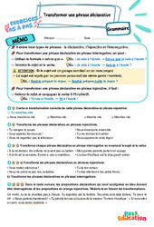 Transformer une phrase déclarative - Exercices Pas à Pas : 4eme Primaire - PDF à imprimer