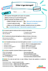 Utiliser le type interrogatif - Exercices Pas à Pas : 4eme Primaire - PDF à imprimer