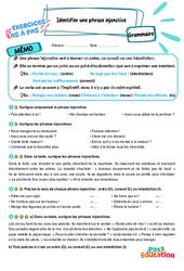 Identifier une phrase injonctive - Exercices Pas à Pas : 4eme Primaire - PDF à imprimer