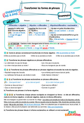 Transformer les formes de phrases - Exercices Pas à Pas : 4eme Primaire - PDF à imprimer