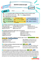Identifier la nature du sujet - Exercices Pas à Pas : 5eme Primaire - PDF à imprimer