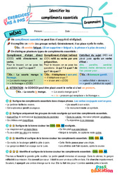 Identifier les compléments essentiels (COD, COI, AS) - Exercices Pas à Pas : 5eme Primaire - PDF à imprimer