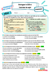 Distinguer le COD et l’attribut du sujet - Exercices Pas à Pas : 5eme Primaire - PDF à imprimer
