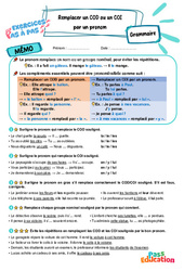 Remplacer un COD ou un COI par un pronom - Exercices Pas à Pas : 5eme Primaire - PDF à imprimer
