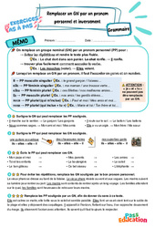 Remplacer un GN par un pronom personnel et inversement - Exercices Pas à Pas : 5eme Primaire - PDF à imprimer