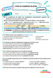 Utiliser les compléments de phrase - Exercices Pas à Pas : 5eme Primaire - PDF à imprimer