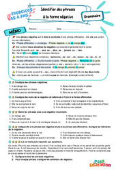 Identifier des phrases à la forme négative - Exercices Pas à Pas : 6eme Primaire - PDF à imprimer