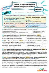 Identifier les déterminants numéraux, indéfinis, interrogatifs et exclamatifs - Exercices Pas à Pas : 6eme Primaire - PDF à imprimer