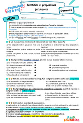 Identifier les propositions juxtaposées - Exercices Pas à Pas : 6eme Primaire - PDF à imprimer
