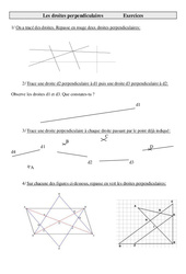 Droites perpendiculaires - Exercices - Géométrie - Mathématiques : 5eme Primaire - PDF à imprimer