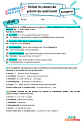 Cours et exercice : Utiliser les valeurs du présent du conditionnel - Exercices Pas à Pas : 1ere Secondaire - PDF à imprimer