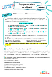 Cours et exercice : Conjuguer au présent du subjonctif - Exercices Pas à Pas : 1ere Secondaire - PDF à imprimer