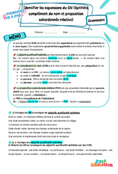 Cours et exercice : Identifier les expansions du groupe nominal (GN) - Exercices Pas à Pas : 1ere Secondaire - PDF à imprimer