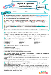 Leçon, exercice et évaluation :<br/> Conjuguer les verbes des trois groupes au conditionnel présent - Exercices Pas à Pas : 6eme Primaire - PDF à imprimer