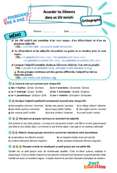 Accorder les éléments d’un GN enrichi - Exercices Pas à Pas : 5eme Primaire - PDF à imprimer