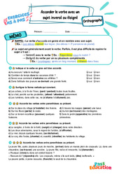 Accorder un verbe avec un sujet inversé ou éloigné - Exercices Pas à Pas : 5eme Primaire - PDF à imprimer