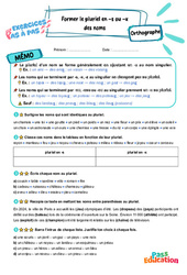 Former le pluriel en - s ou en - x des noms - Exercices Pas à Pas : 5eme Primaire - PDF à imprimer