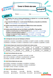 Former le féminin des noms - Exercices Pas à Pas : 5eme Primaire - PDF à imprimer